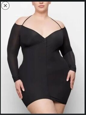 SKIMS jelly sheer Long-Sleeve Tie-Back Bodycon Dress